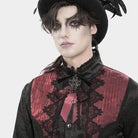 DEVIL FASHION Men's Gothic Cross Layered Bowknot Neckwear Black-Red