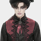 DEVIL FASHION Men's Gothic Cross Layered Bowknot Neckwear Black-Red