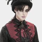 DEVIL FASHION Men's Gothic Cross Layered Bowknot Neckwear Black-Red