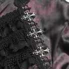 DEVIL FASHION Men's Gothic Cross Spider Turn-down Collar Bishop Sleeved Shirt Red