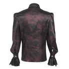 DEVIL FASHION Men's Gothic Cross Spider Turn-down Collar Bishop Sleeved Shirt Red