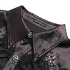 DEVIL FASHION Men's Gothic Cross Spider Turn-down Collar Bishop Sleeved Shirt Red