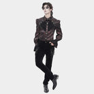 DEVIL FASHION Men's Gothic Cross Spider Turn-down Collar Bishop Sleeved Shirt Red