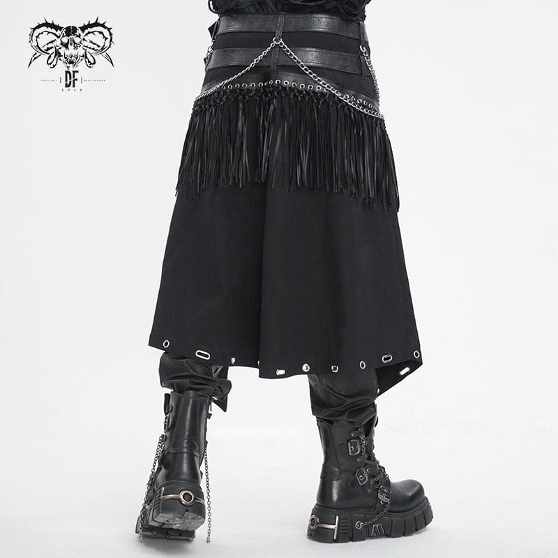 DEVIL FASHION Men's Gothic Double-belt Tassels Kilt