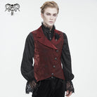 DEVIL FASHION Men's Gothic Embossed Feather Waistcoat