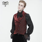 DEVIL FASHION Men's Gothic Embossed Feather Waistcoat