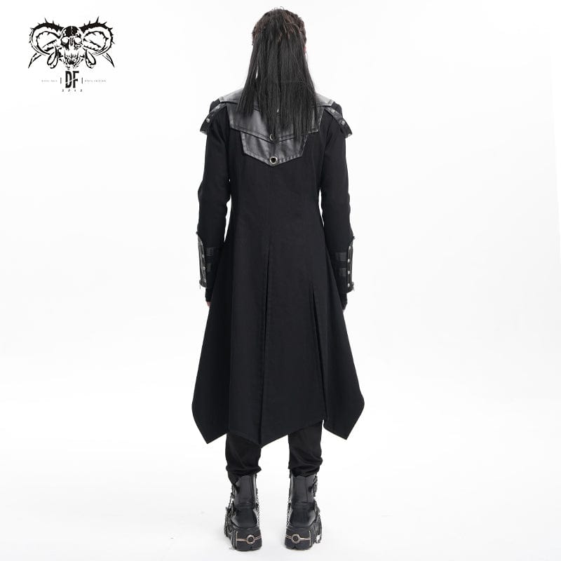 DEVIL FASHION Men's Gothic Eyelets Buckle-up Ring Coat