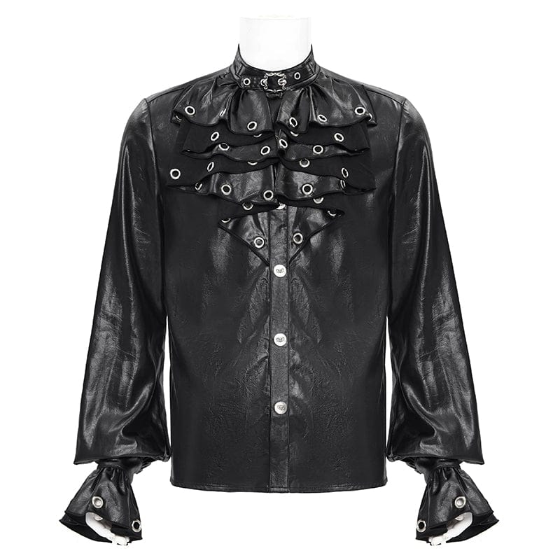 DEVIL FASHION Men's  Gothic Eyelets Buckle-up Shirt