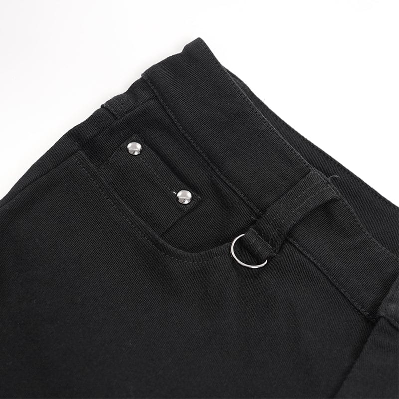 DEVIL FASHION Men's Gothic Eyelets Chains Studs Trousers