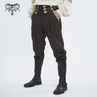 DEVIL FASHION Men's Gothic Faux Leather Splice Striped Pants