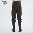 DEVIL FASHION Men's Gothic Faux Leather Splice Striped Pants