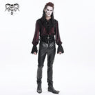 DEVIL FASHION Men's Gothic Faux Leathet Button Trousers