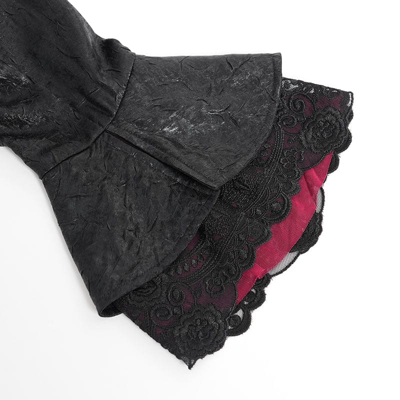 DEVIL FASHION Men's Gothic Flared Sleeved Lace-up Swallow-tailed Shirt