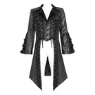 DEVIL FASHION Men's Gothic Floral Crochet Lace-up Bell Sleeved Coat
