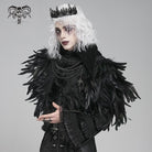 DEVIL FASHION Men's Gothic Floral Embroidered Feather Cape