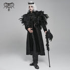 DEVIL FASHION Men's Gothic Floral Embroidered Feather Cape