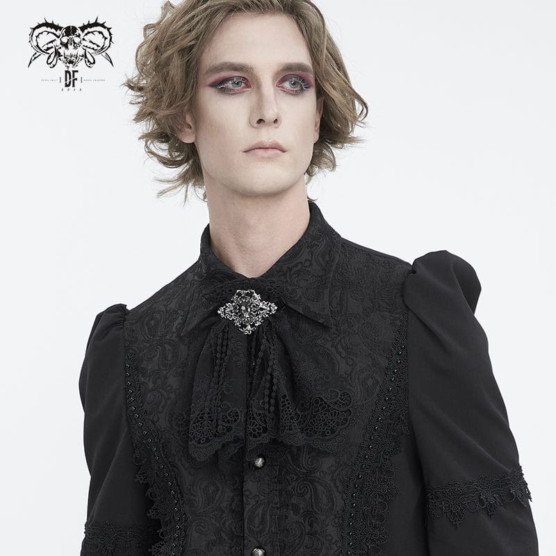 DEVIL FASHION Men's Gothic Floral Embroidered Ruffled Lace Neckwear