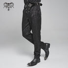 DEVIL FASHION Men's Gothic Floral Printed Buckle Lace-up Pants