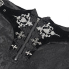 DEVIL FASHION Men's Gothic Floral Printed Buckle Lace-up Pants