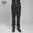 DEVIL FASHION Men's Gothic Floral Printed Buckle Lace-up Pants