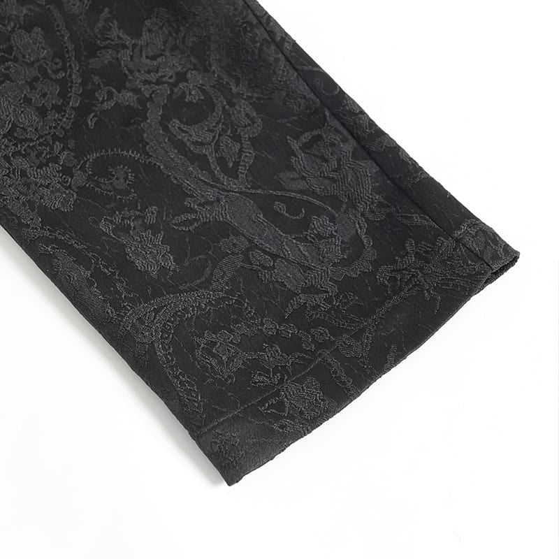 DEVIL FASHION Men's Gothic Floral Printed Buckle Lace-up Pants