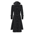 DEVIL FASHION Men's Gothic Floral Printed Diamante Stand Collar Coat Black