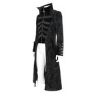 DEVIL FASHION Men's Gothic Floral Printed Diamante Stand Collar Coat Black