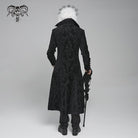 DEVIL FASHION Men's Gothic Floral Printed Diamante Stand Collar Coat Black