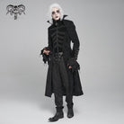 DEVIL FASHION Men's Gothic Floral Printed Diamante Stand Collar Coat Black