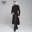 DEVIL FASHION Men's Gothic Floral Printed Diamante Stand Collar Coat Red