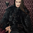 DEVIL FASHION Men's Gothic Floral Printed Faux Fur Splice Cape