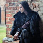 DEVIL FASHION Men's Gothic Floral Printed Faux Fur Splice Cape