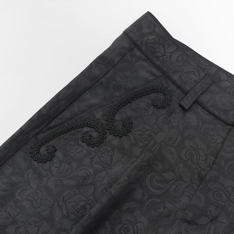 DEVIL FASHION Men's Gothic Floral Printed Suit Pants