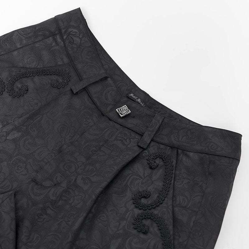 DEVIL FASHION Men's Gothic Floral Printed Suit Pants
