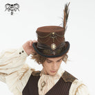DEVIL FASHION Men's Gothic Gear Feather Top Hat