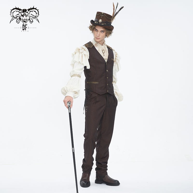 DEVIL FASHION Men's Gothic Gear Feather Top Hat