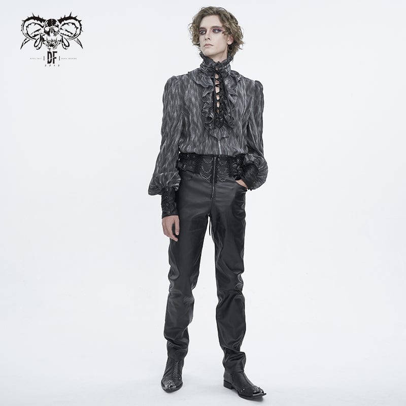 DEVIL FASHION Men's Gothic High-waisted Chain Pants