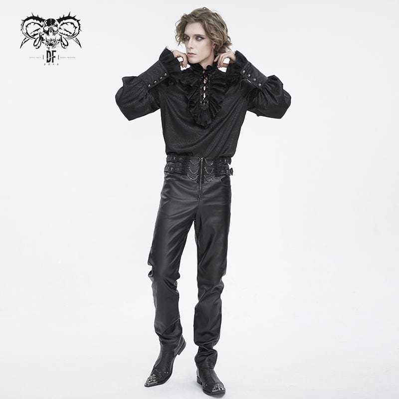 DEVIL FASHION Men's Gothic High-waisted Chain Pants