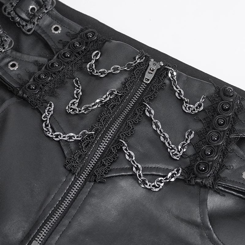 DEVIL FASHION Men's Gothic High-waisted Chain Pants