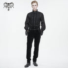 DEVIL FASHION Men's Gothic High-waisted Lace Splice Pants Black