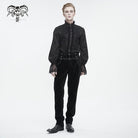 DEVIL FASHION Men's Gothic High-waisted Lace Splice Pants Black