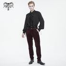 DEVIL FASHION Men's Gothic High-waisted Lace Splice Pants Red