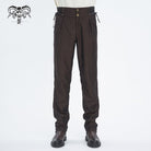 DEVIL FASHION Men's Gothic High-waisted Lace-up Striped Coffee Pants