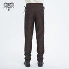 DEVIL FASHION Men's Gothic High-waisted Lace-up Striped Coffee Pants