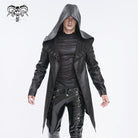 DEVIL FASHION Men's Gothic Irregular Eyelet Jacket with Hood