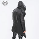 DEVIL FASHION Men's Gothic Irregular Eyelet Jacket with Hood