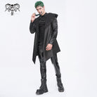DEVIL FASHION Men's Gothic Irregular Eyelet Jacket with Hood