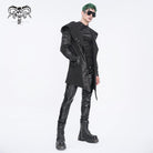 DEVIL FASHION Men's Gothic Irregular Eyelet Jacket with Hood