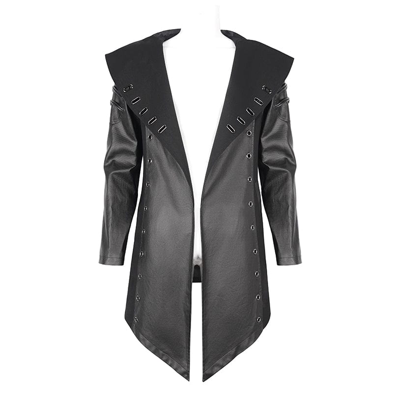 DEVIL FASHION Men's Gothic Irregular Eyelet Jacket with Hood