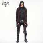 DEVIL FASHION Men's Gothic Irregular Multi-chain Coat with Hood Red
